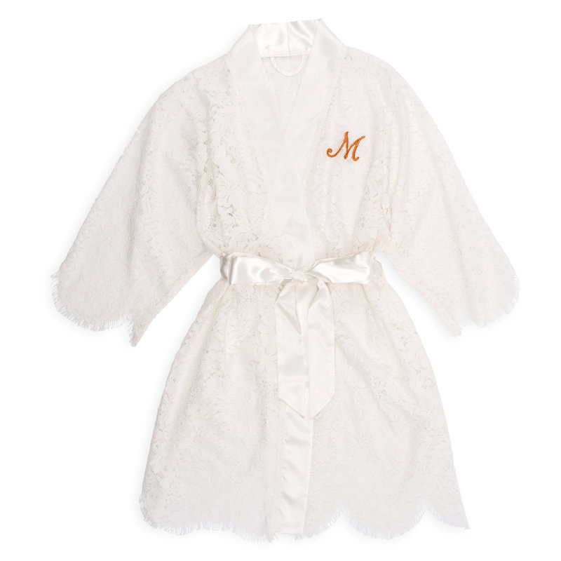 Weddingstar Personalized Embroidered Lace Bathrobe Wayfair
